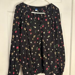 Old Navy Black Floral Blouse